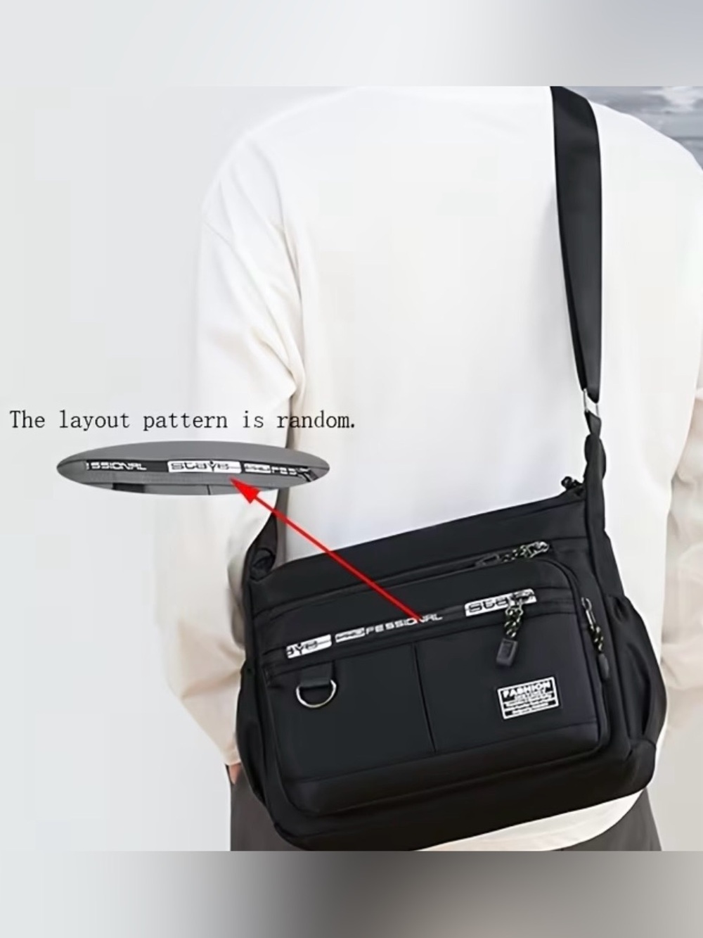 Men's or Women’s Black Crossbody Shoulder Bag - Casual Everyday Carry